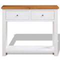 Solid Oak Wood Console Table with Two Drawers and Shelf B6297