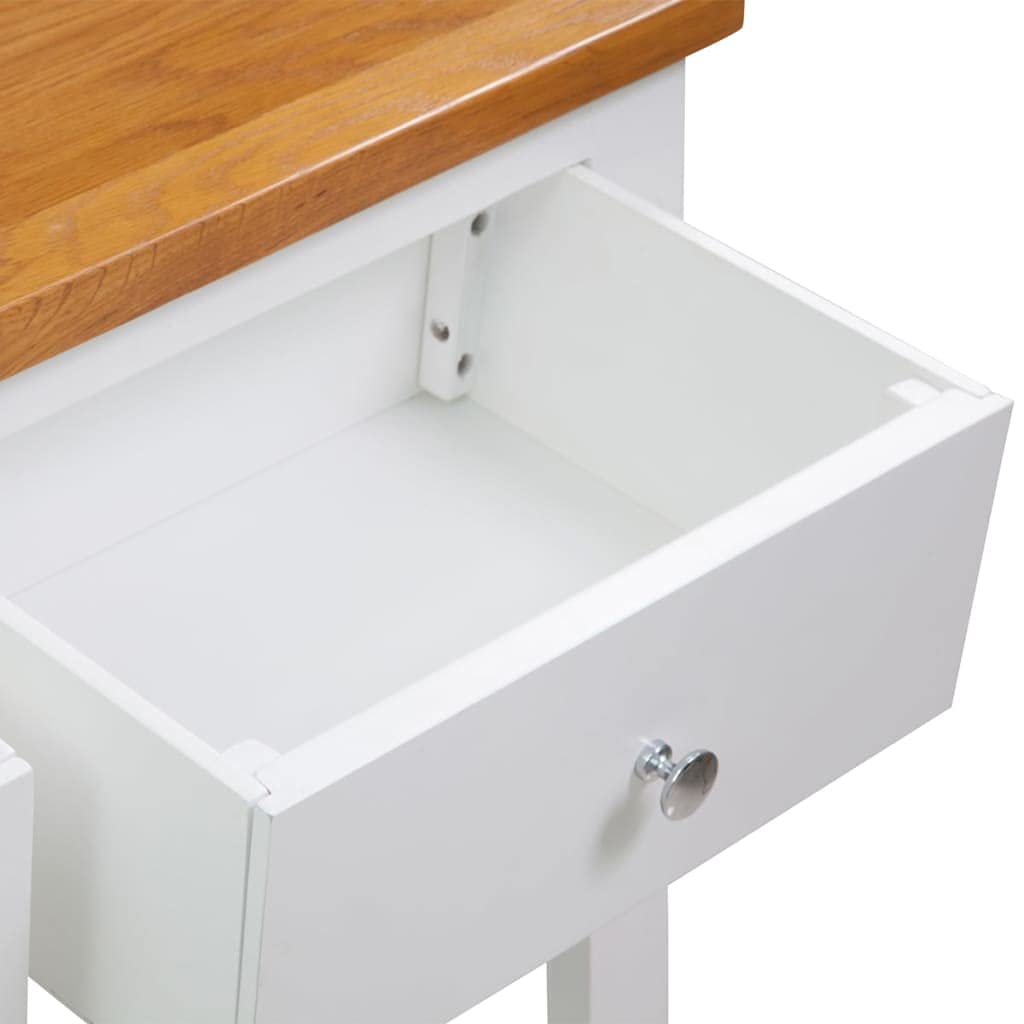 Solid Oak Wood Console Table with Two Drawers and Shelf B6297