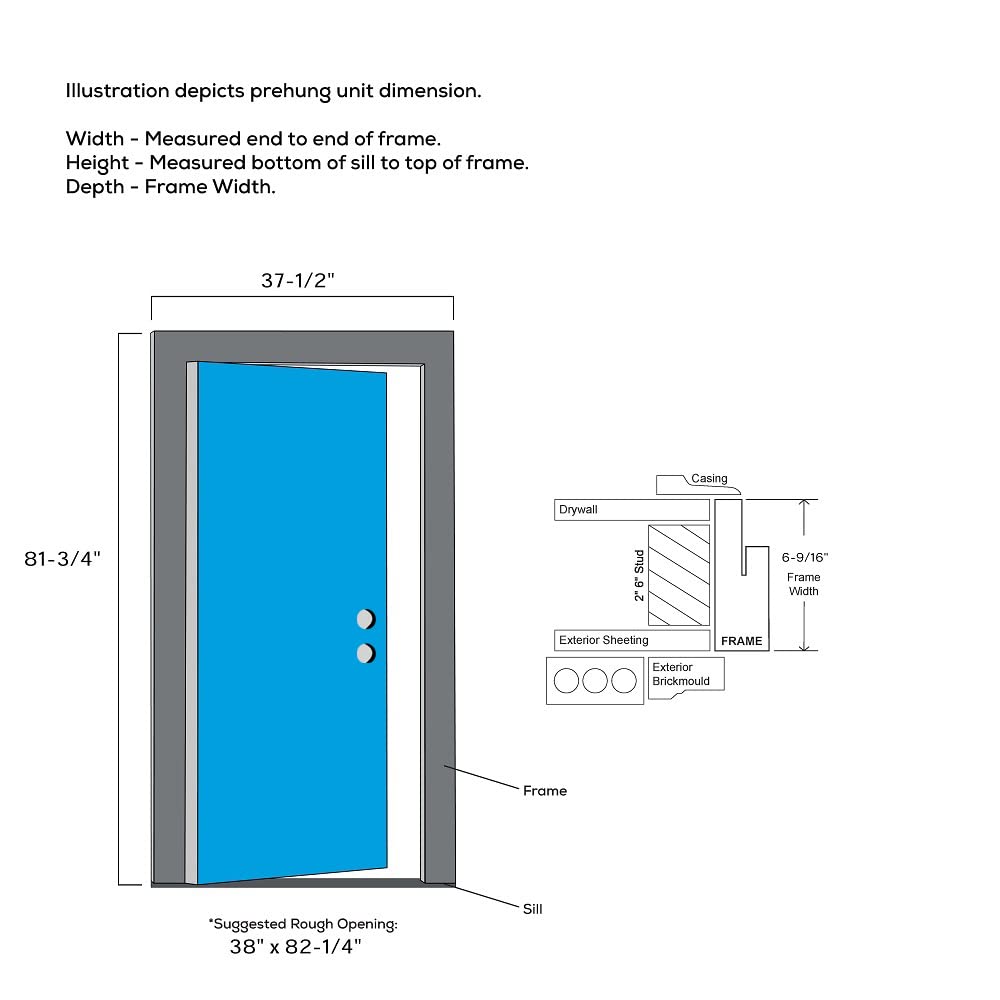 Steel Primed Left-Hand Inswing 1/4 Lite 4-Panel Prehung Front Door 36" x 80" T52943