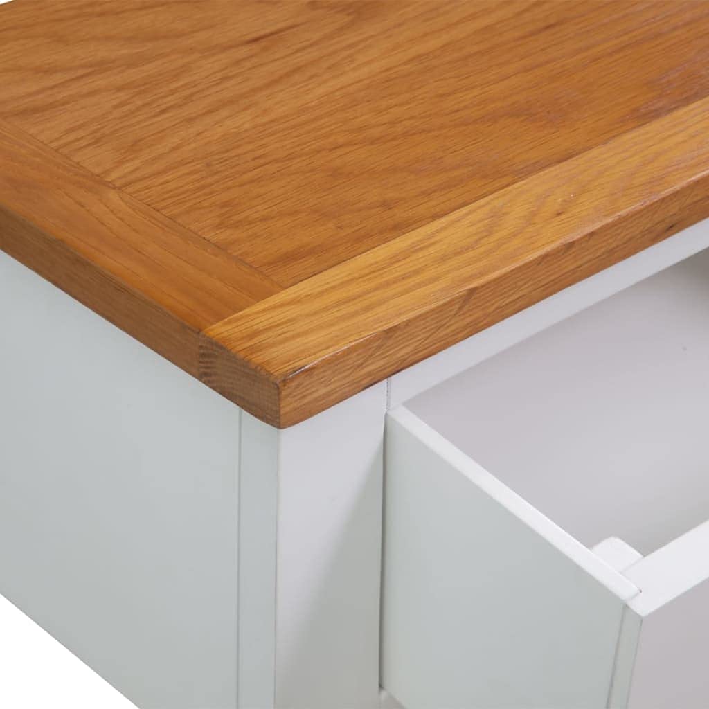 Solid Oak Wood Console Table with Two Drawers and Shelf B6297