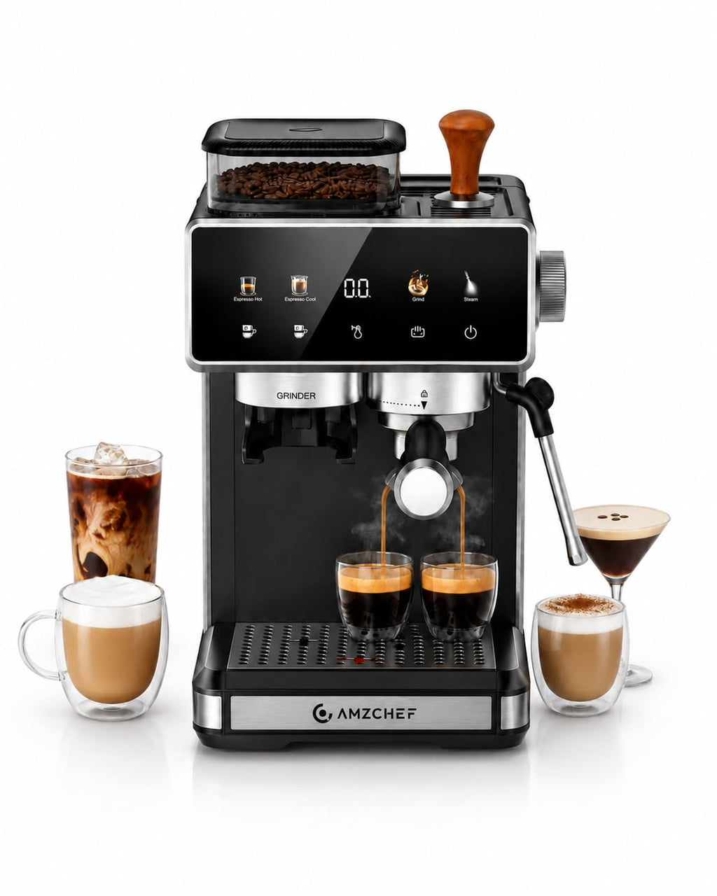 Black 20 Bar Espresso Machine with Grinder I604713