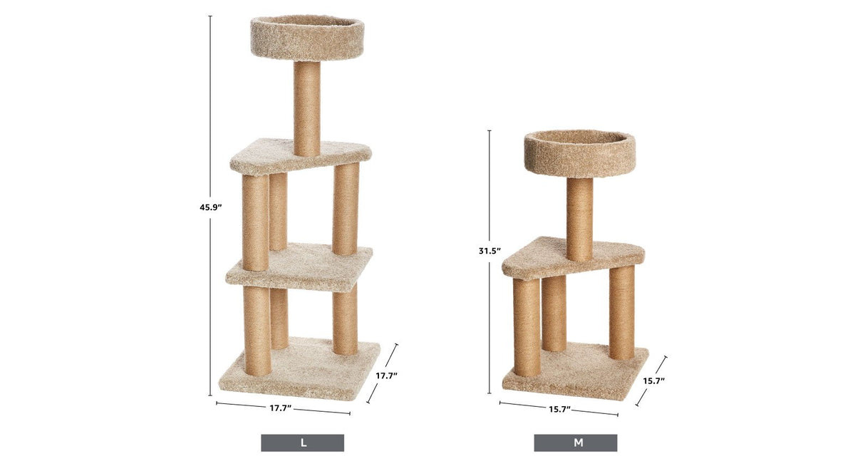 Beige Multi-Level Cat Tree Tower with Scratching Posts T9842