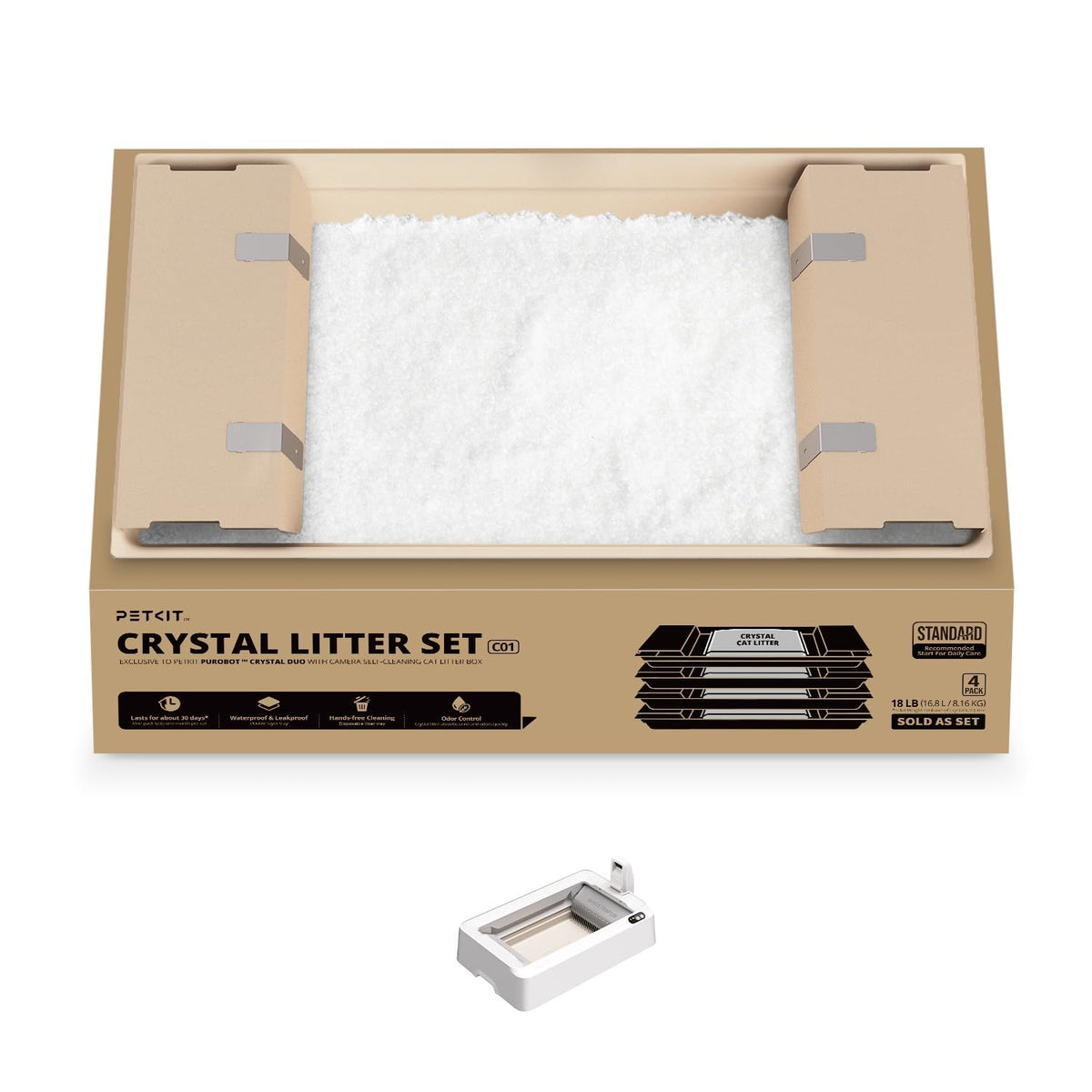 Crystal Cat Litter with Tray 4.5 lb×4 Packs Q82589