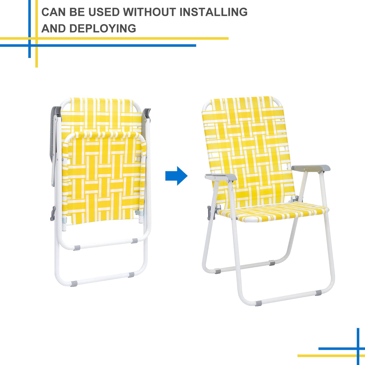 Yellow 2 Pack Folding Web Chair G72829