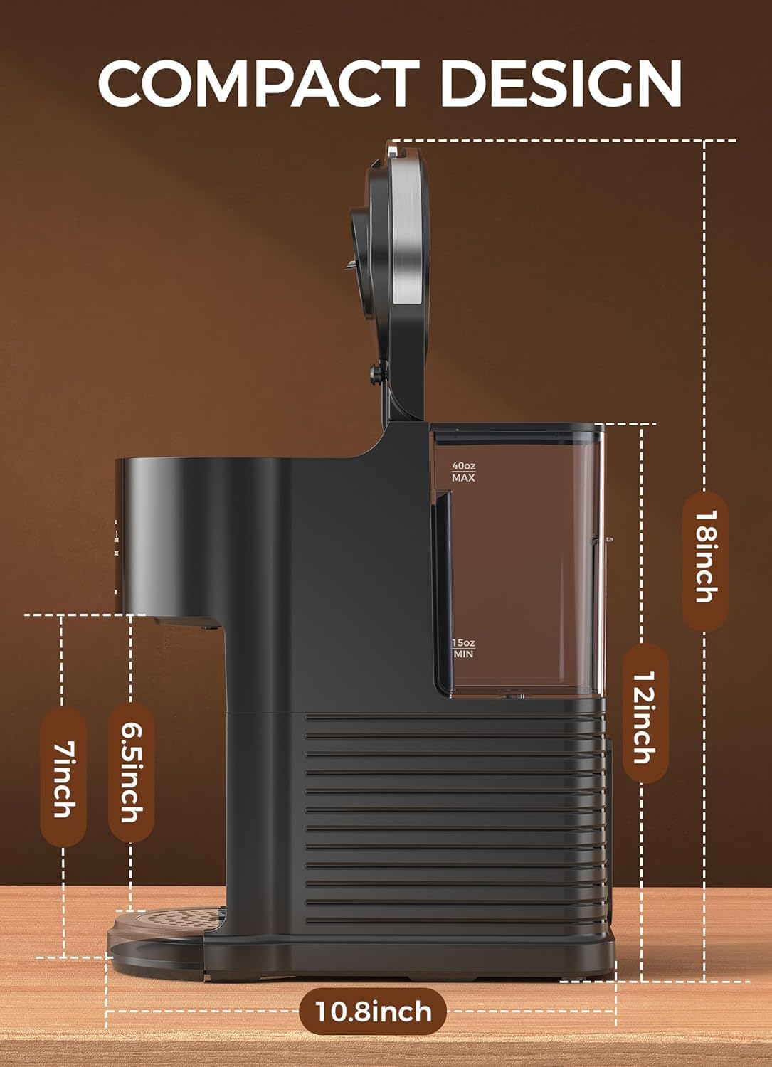 Single Serve Coffee Maker, 2 in 1 Capsule & Ground Coffee Brewer, 40 Oz Removable Water Tank C4939