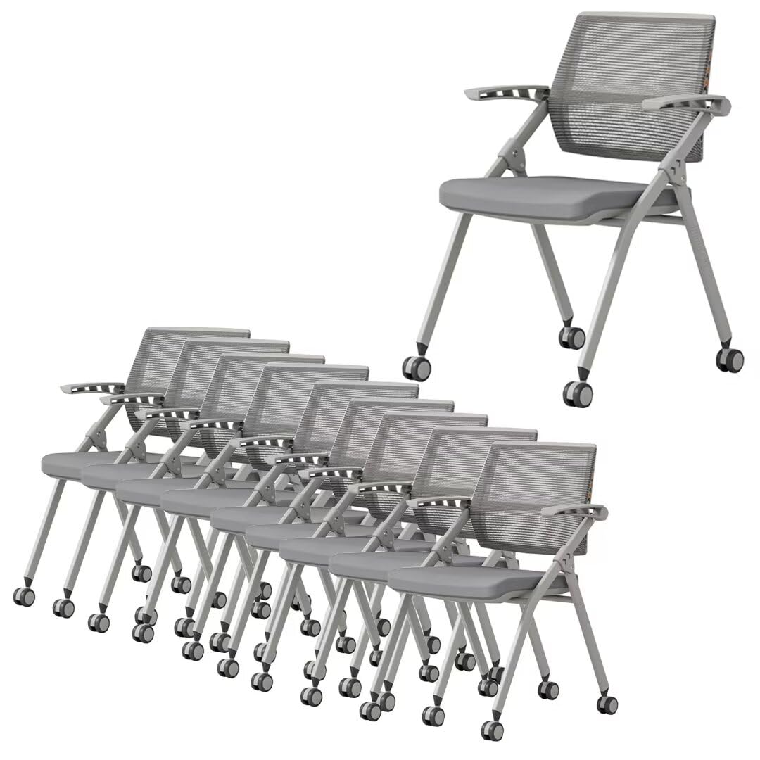 10 Pack Grey Ergonomic Mesh Rolling Chairs W6915
