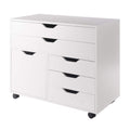 White Mobile Storage Cabinet with 1 Door & 5 Drawers E558