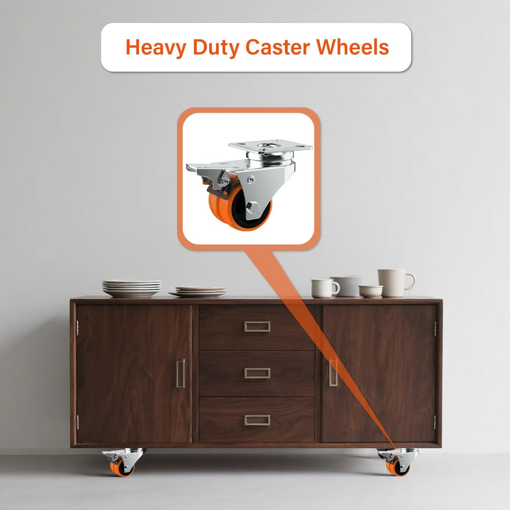 2" Double Wheel Casters with Brake 4 Pack D65627