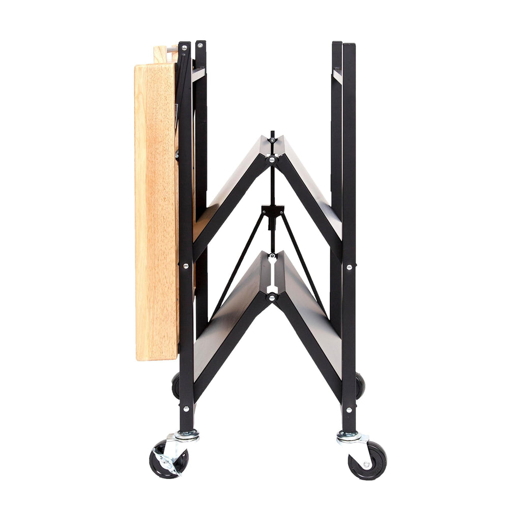 Black 3-Tier Folding Kitchen Cart with Wheels I656