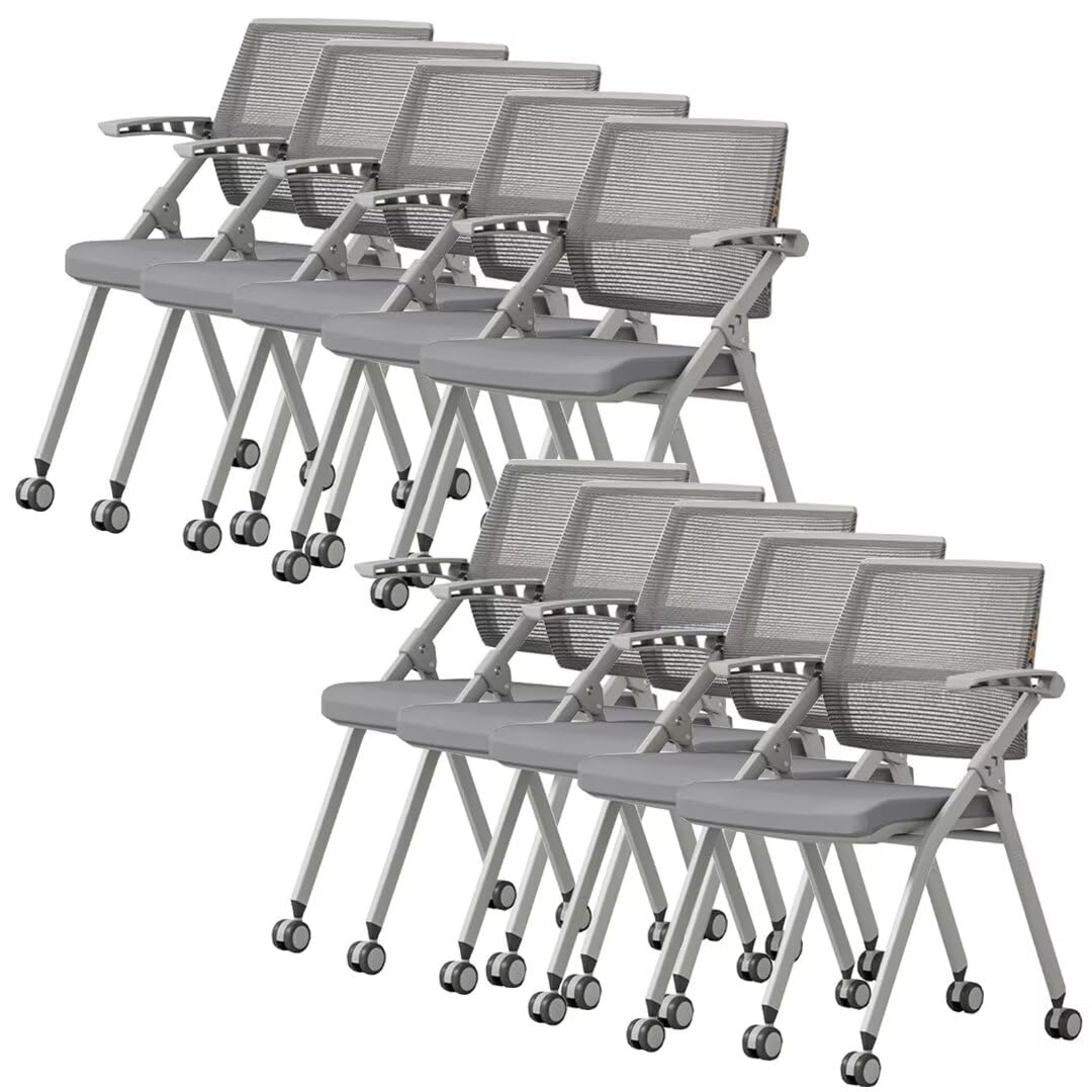10 Pack Grey Ergonomic Mesh Rolling Chairs W6915