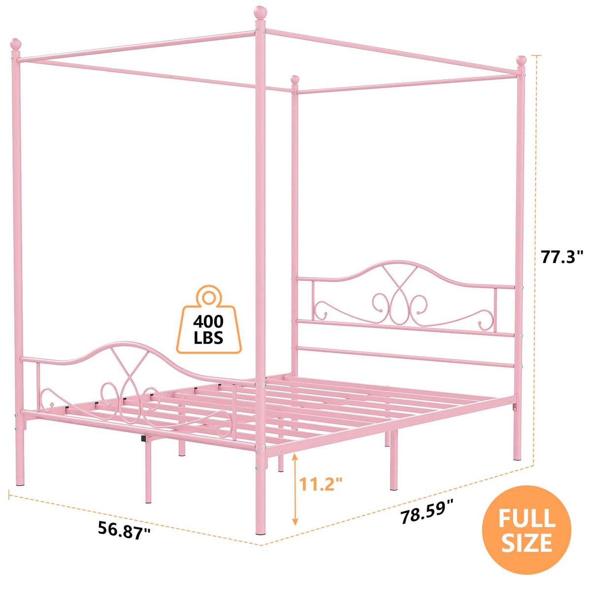 Full Size Canopy Bed Frame with 4 Posters R81851