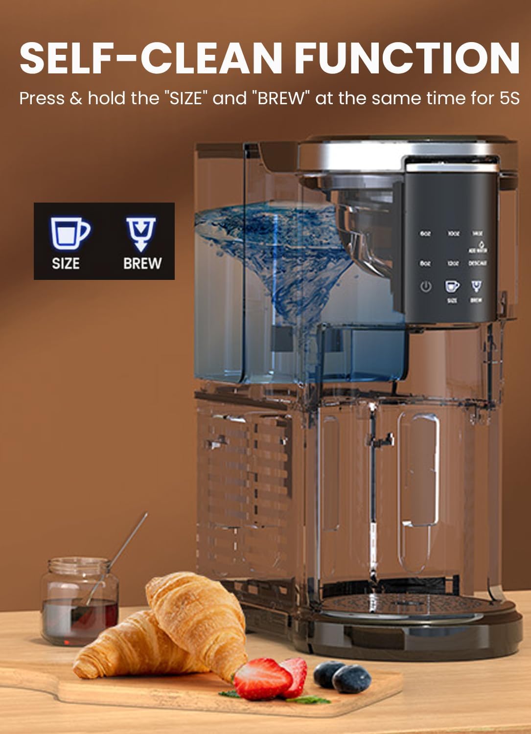 Single Serve Coffee Maker, 2 in 1 Capsule & Ground Coffee Brewer, 40 Oz Removable Water Tank C4939