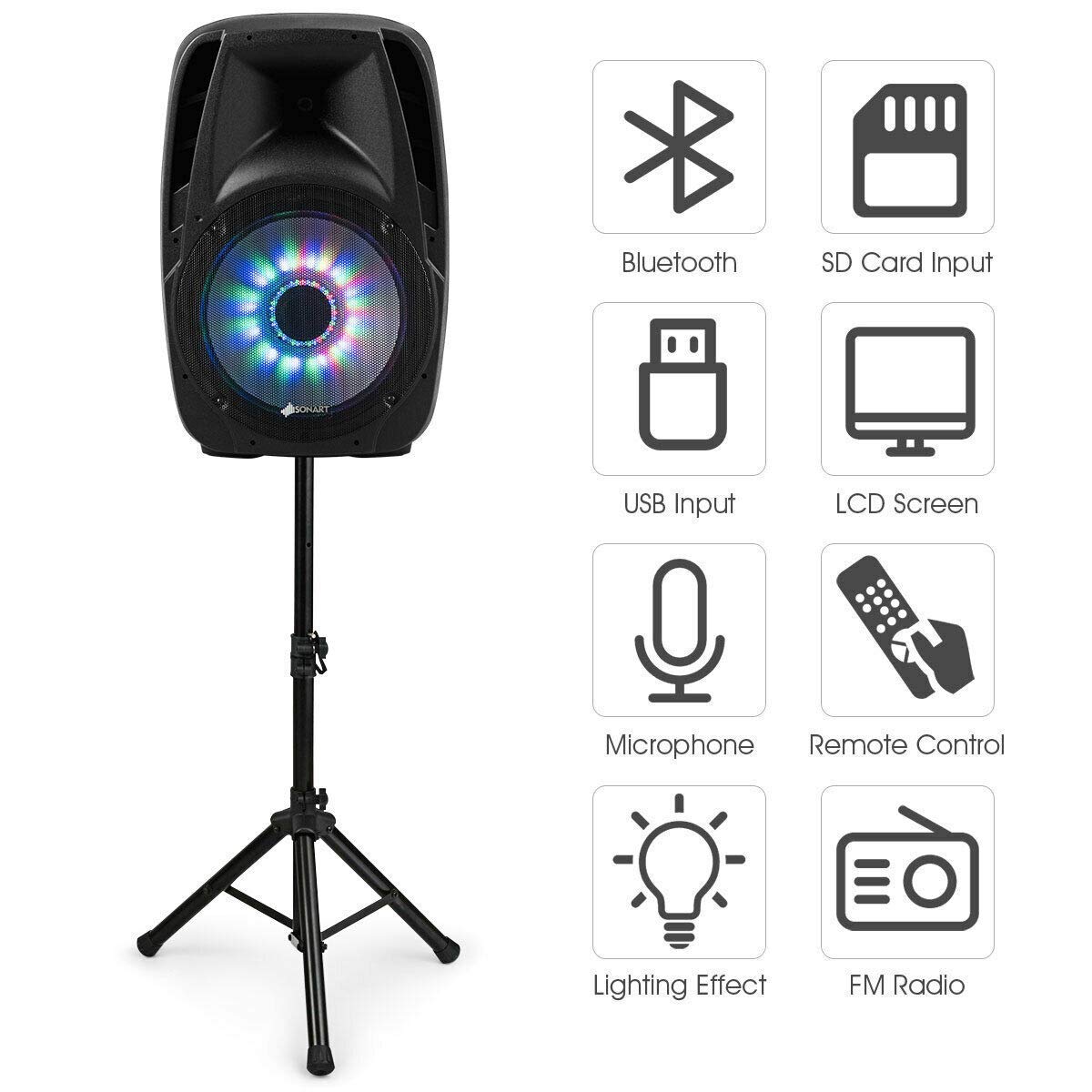 15" 1500W 2-Way Portable PA Speaker System O970324