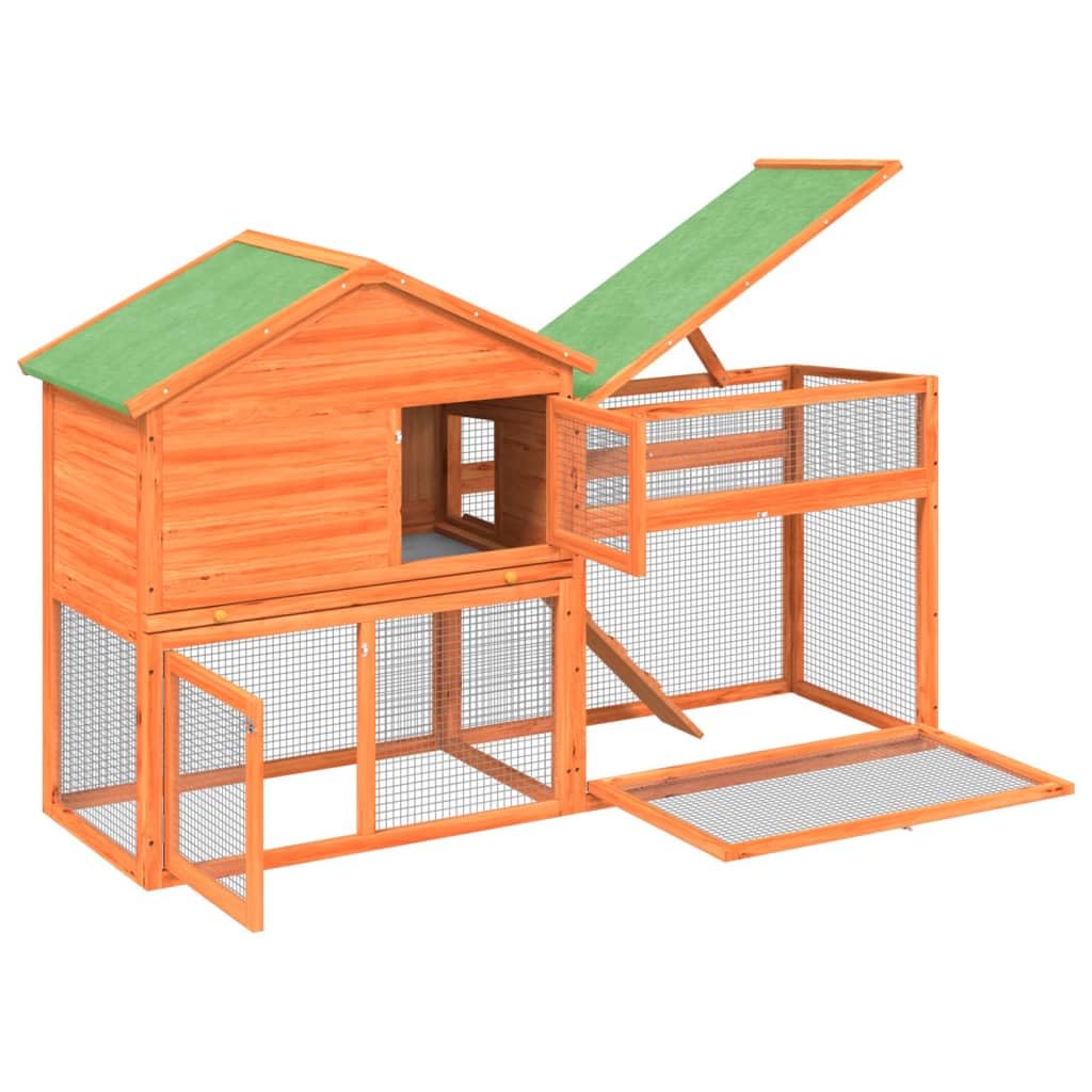 73 Inch 2 Tier Wooden Small Animal Cage O491