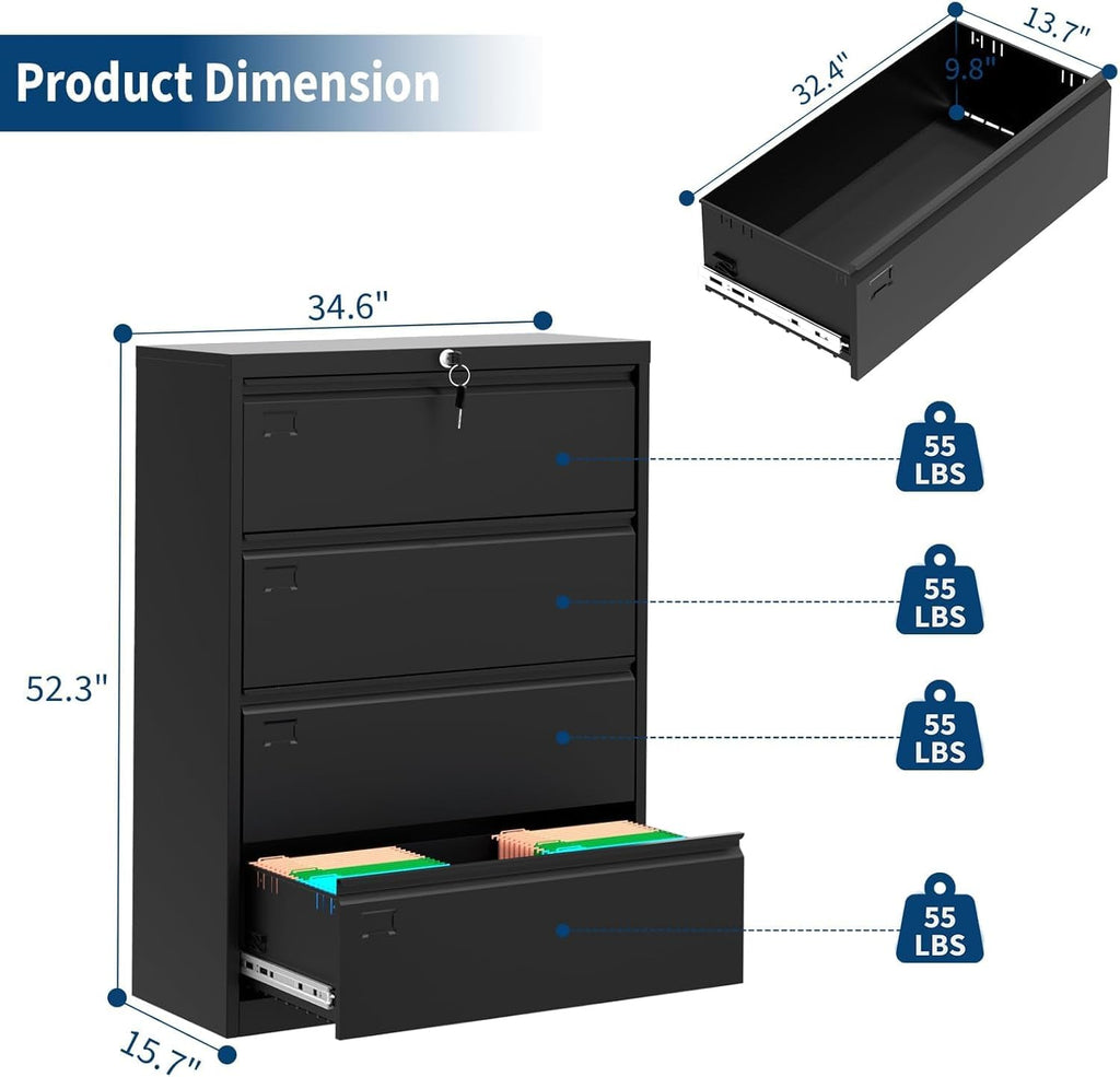4 Drawer Metal File Cabinet with Lock L55410