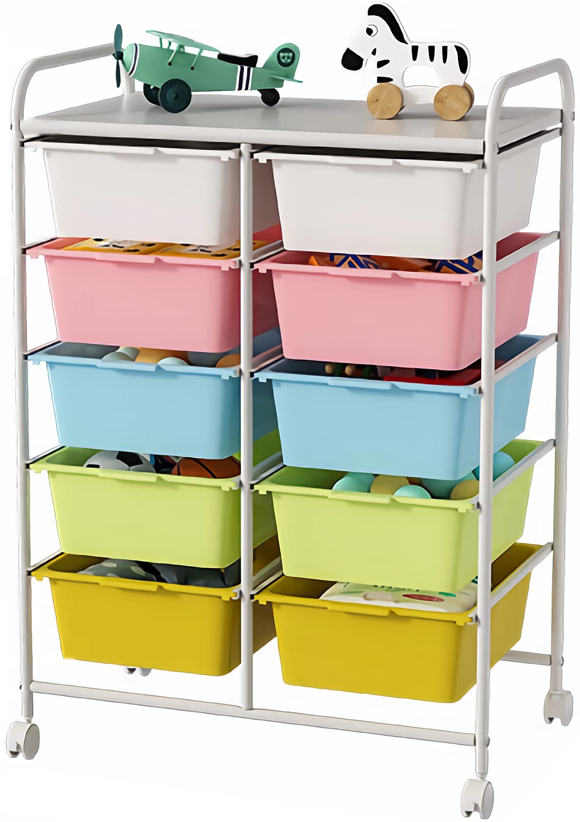 10 Drawers Rolling Plastic Storage Cart with Metal Frame U160