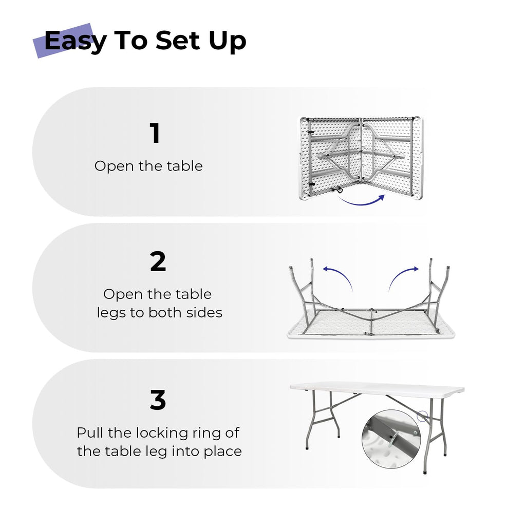 6ft White Folding Table L286082