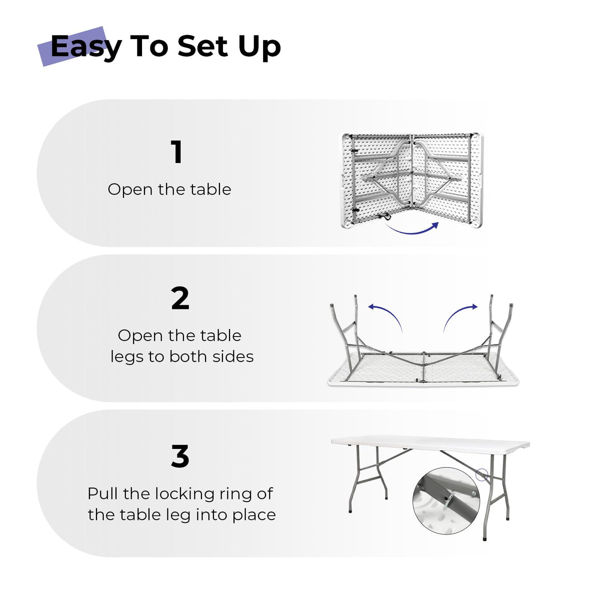 6ft White Folding Table L286082