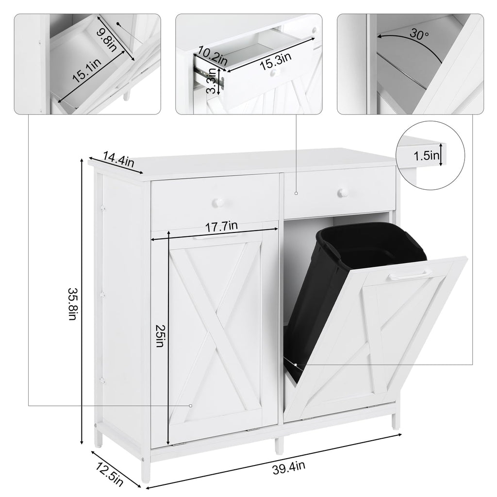 Double Tilt Out Trash Cabinet 20 Gal with Drawers G4782