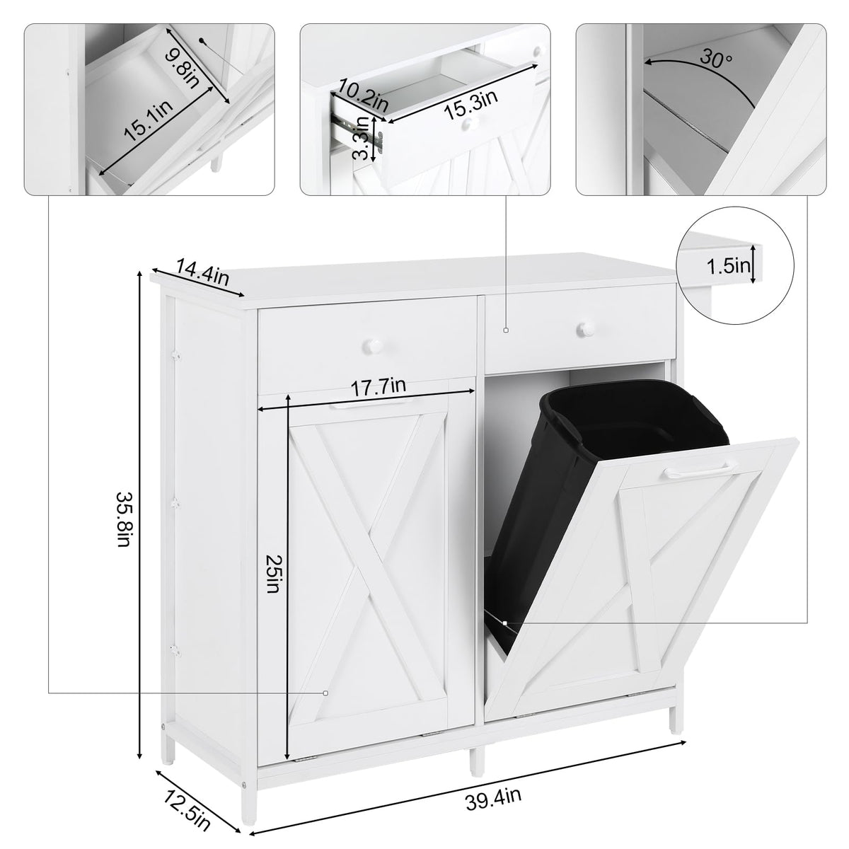 Double Tilt Out Trash Cabinet 20 Gal with Drawers G4782