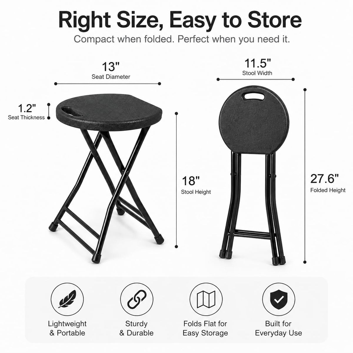 Folding Stool with Handle and Non-Slip Feet Z220561