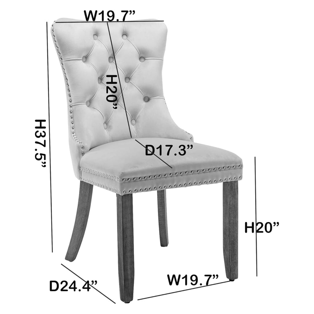 PU and Velvet Upholstered Dining Chairs with Solid Wood Legs V69430