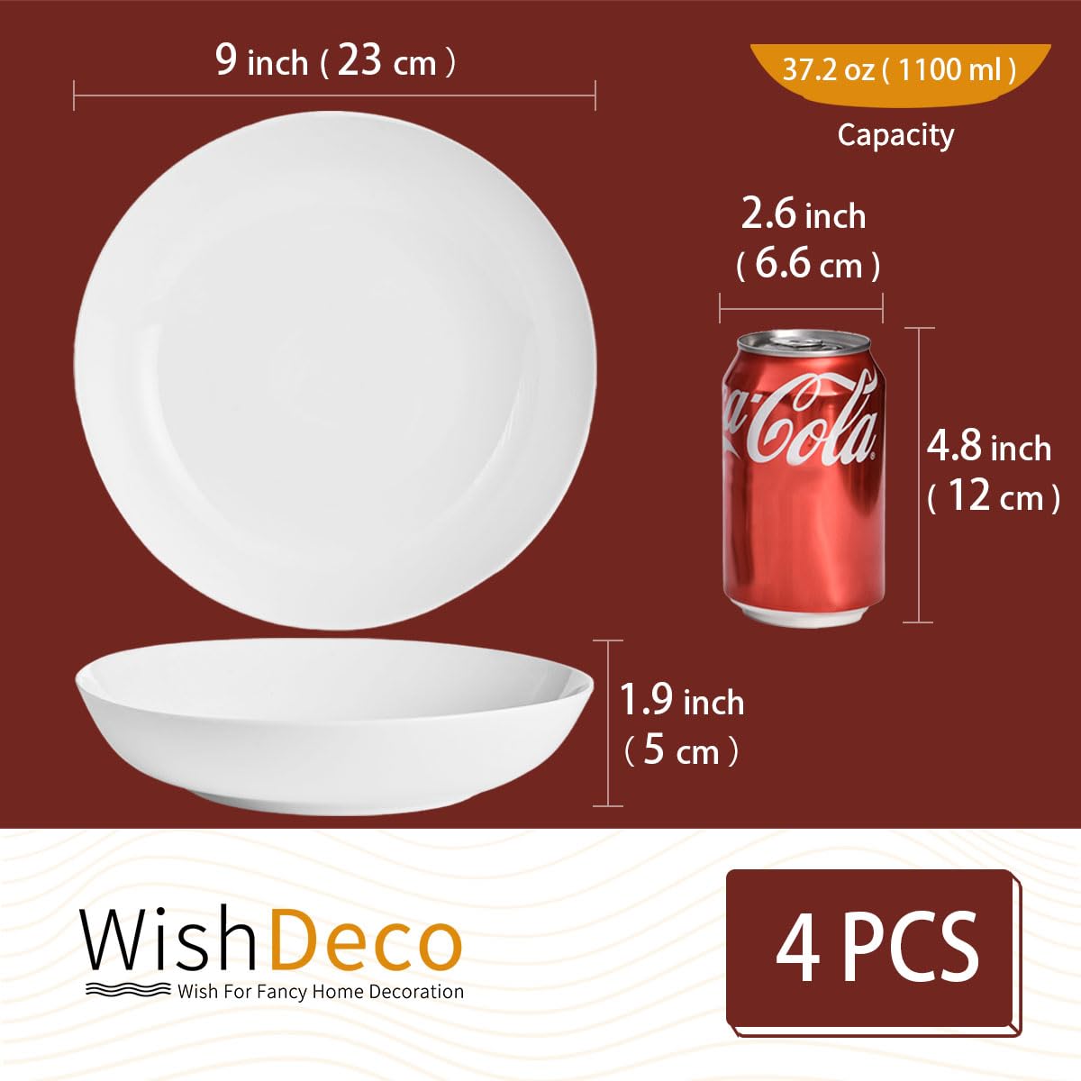 Pasta Bowls Set of 4 Porcelain 9 Inch K167411