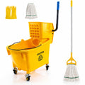 35 Quart Mop Bucket with Side Press Wringer on Wheels D866204
