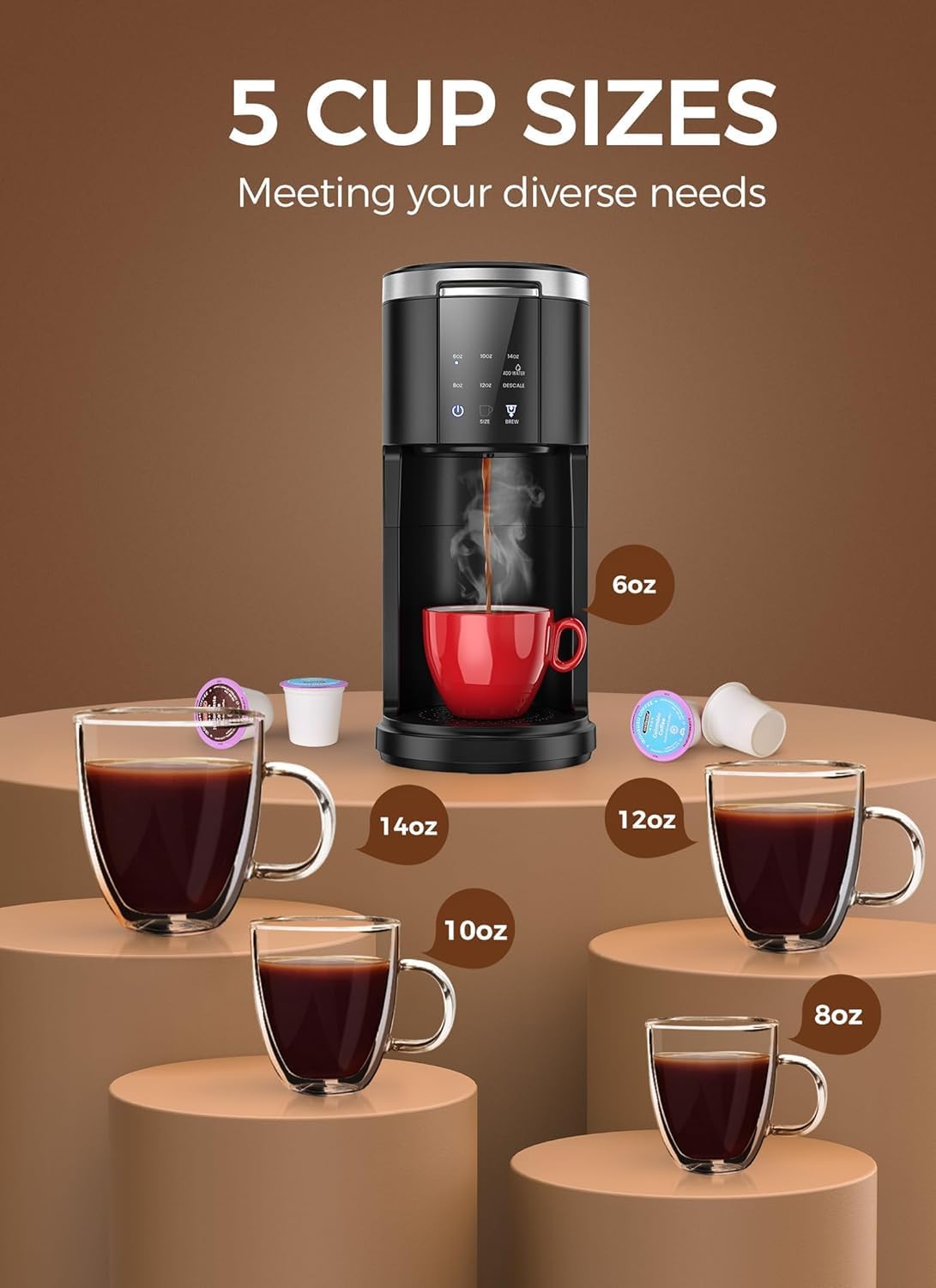 Single Serve Coffee Maker, 2 in 1 Capsule & Ground Coffee Brewer, 40 Oz Removable Water Tank C4939