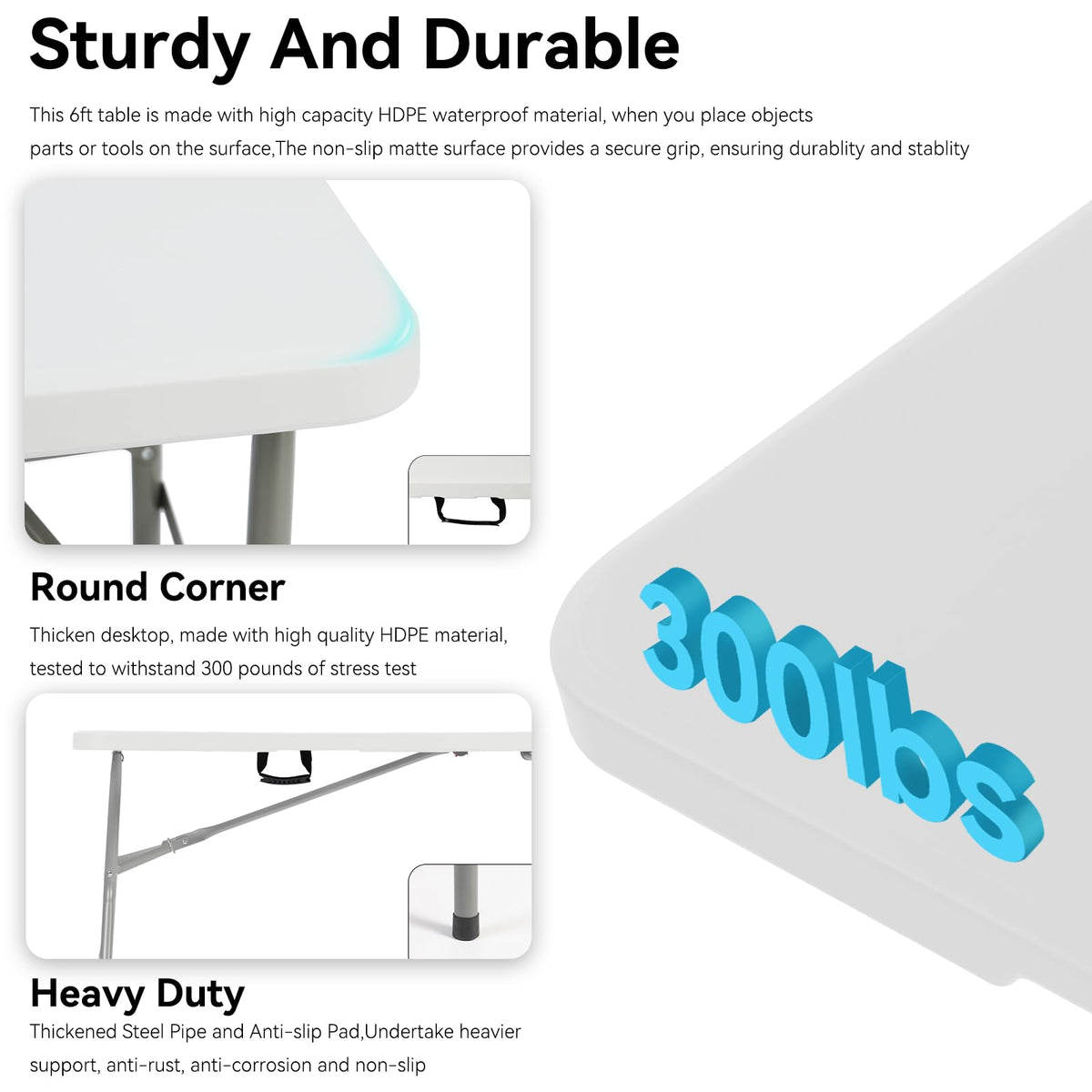 6FT White Folding Table C3134