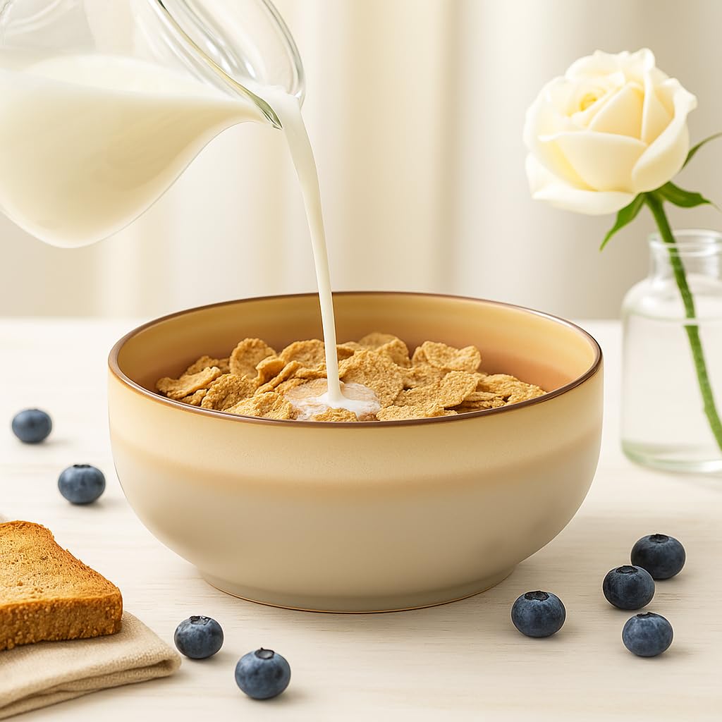 Stoneware Ceramic Cereal Bowls Set of 4, 21 oz K209077