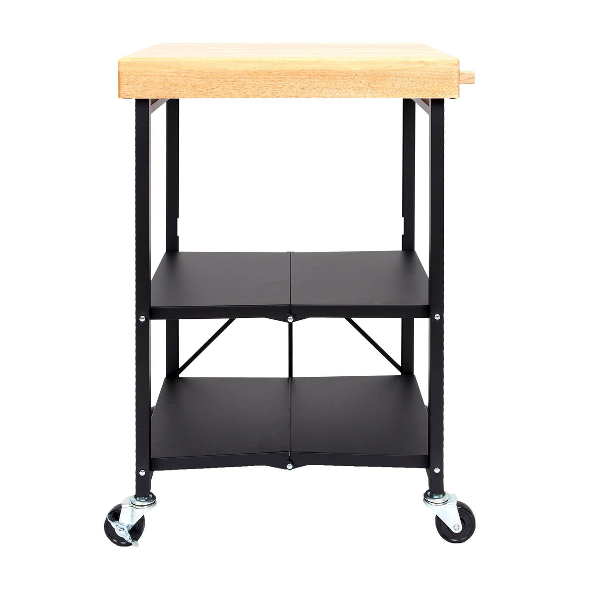 Black 3-Tier Folding Kitchen Cart with Wheels I656