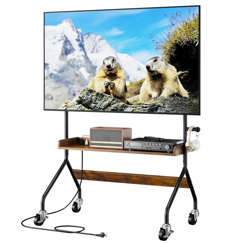Rolling TV Stand with Power Outlet for 32-75 Inch TV A345950