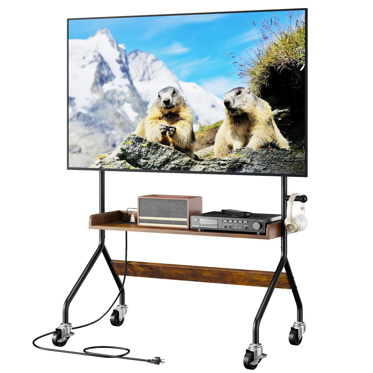 Rolling TV Stand with Power Outlet for 32-75 Inch TV A345950