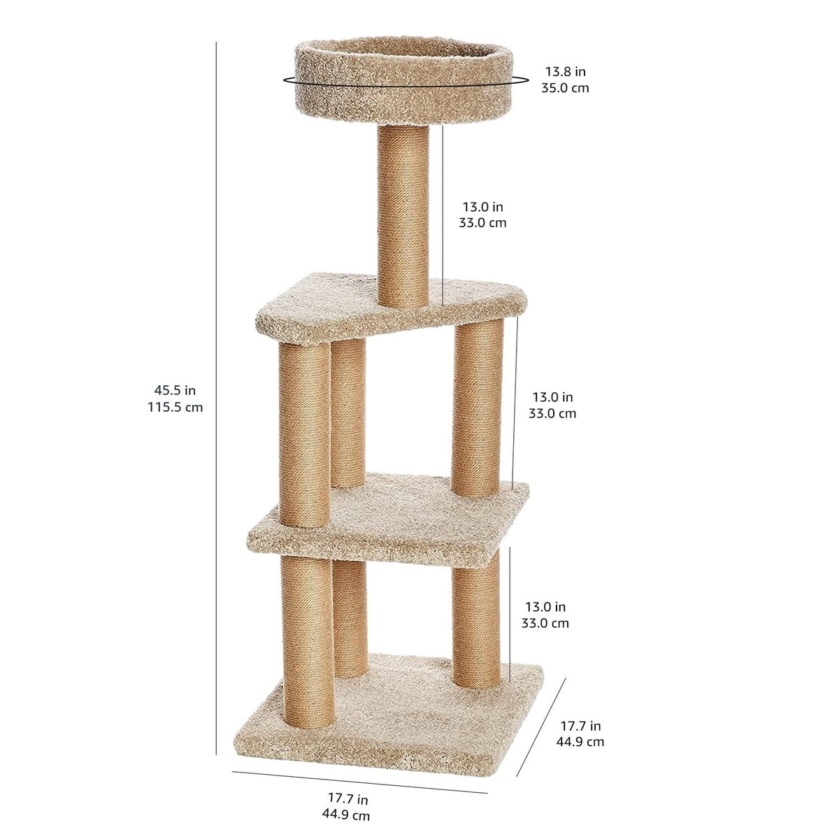 Beige Multi-Level Cat Tree Tower with Scratching Posts T9842