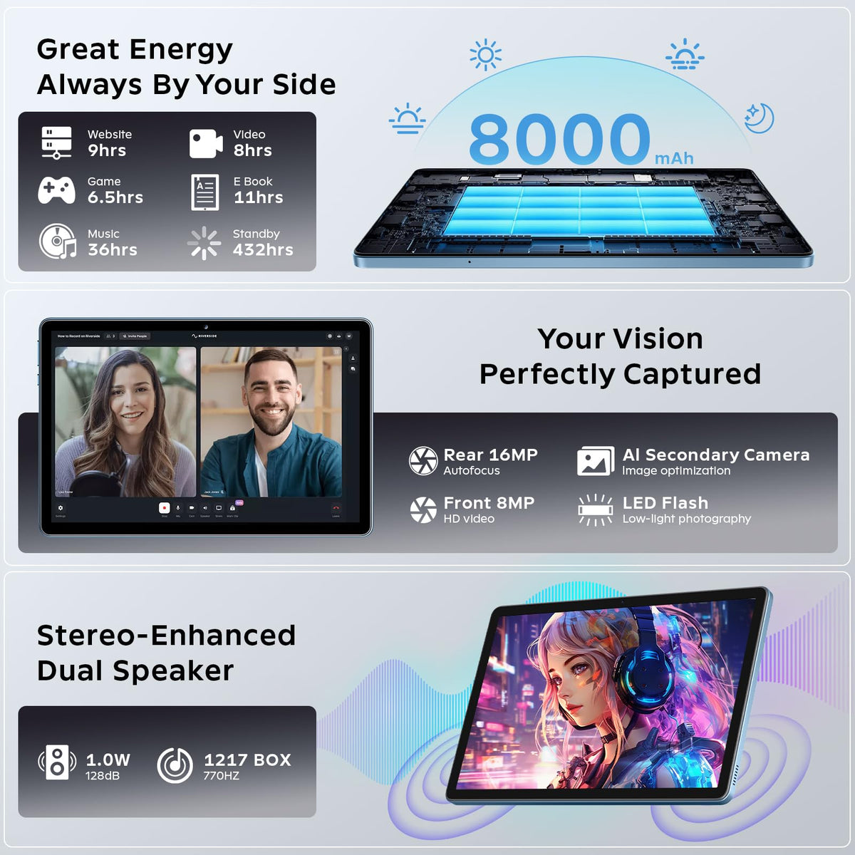 11 Inch Android 16 Tablet with Keyboard B62640
