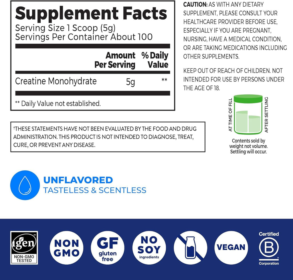 Creatine Monohydrate Powder & Organic Vegan Vanilla Bean Protein Powder Bundle Q31431