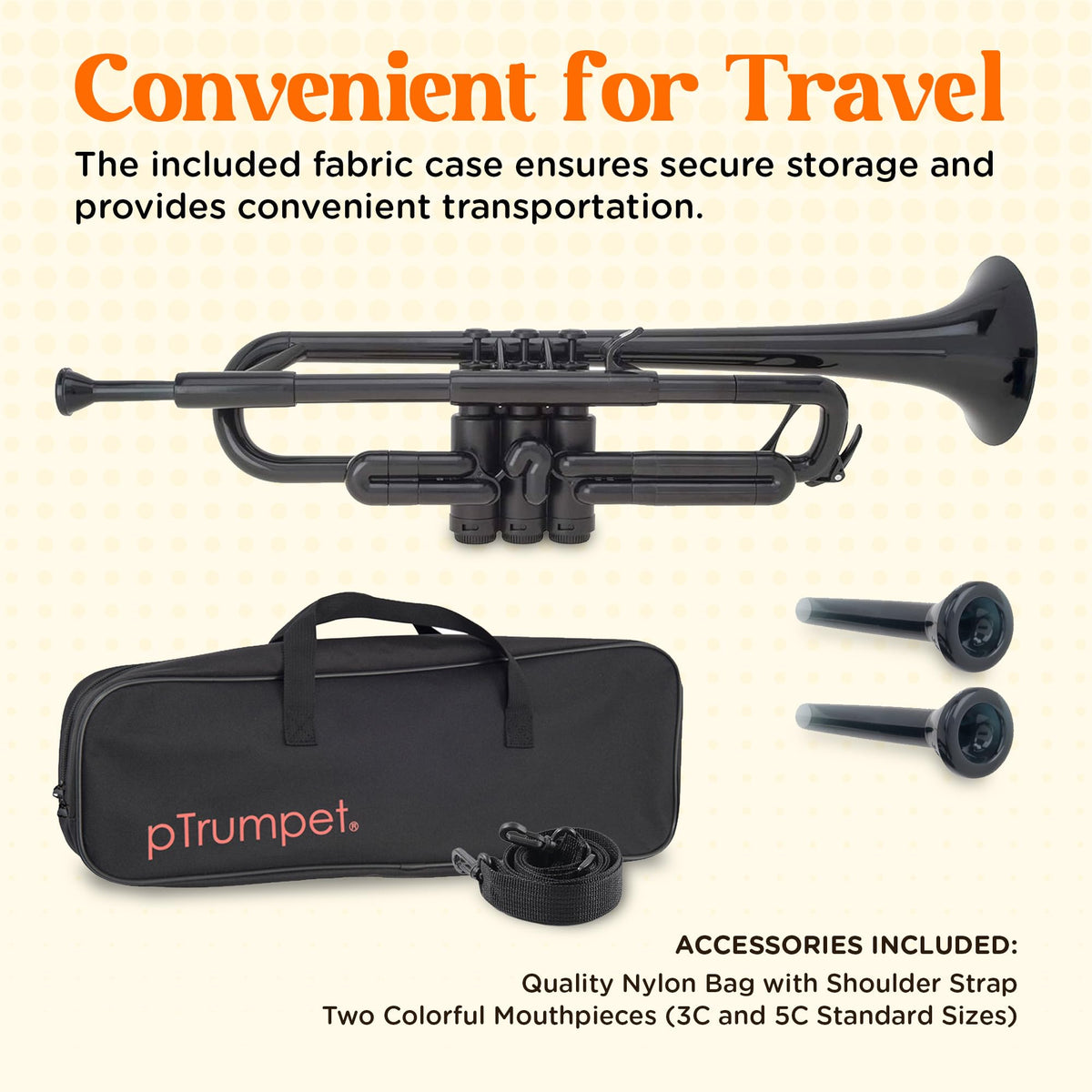 Bb Plastic Trumpet with 3C & 5C Mouthpieces and Carrying Bag F40405