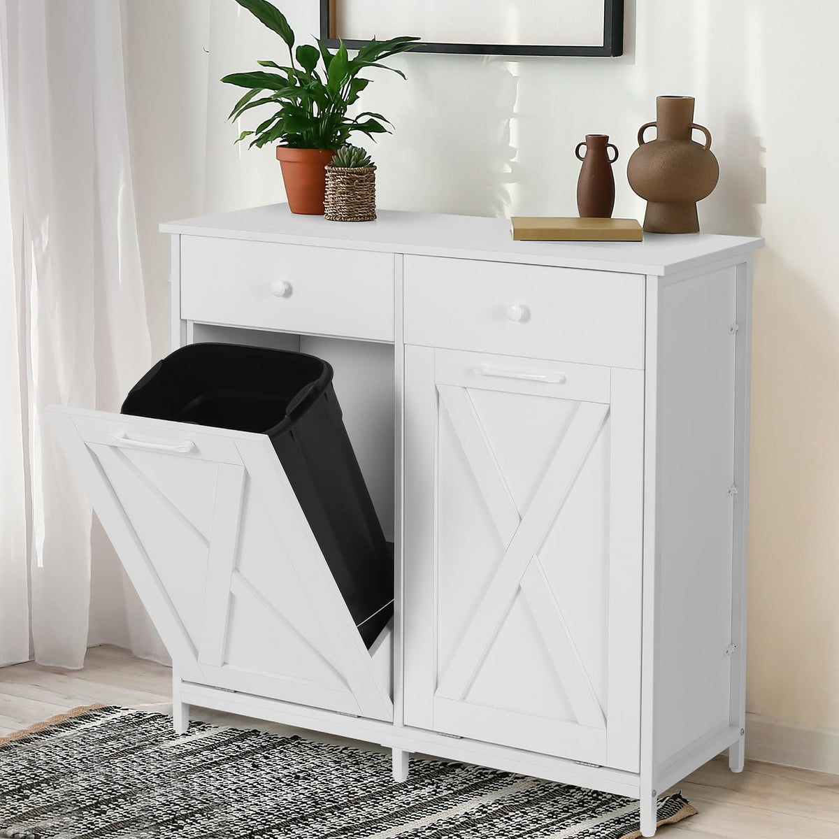 Double Tilt Out Trash Cabinet 20 Gal with Drawers G4782