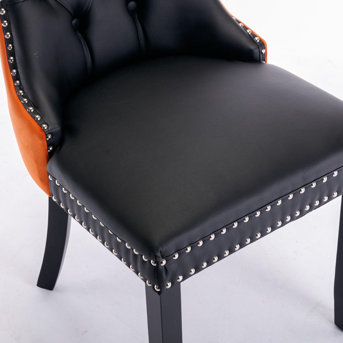 PU and Velvet Upholstered Dining Chairs with Solid Wood Legs V69430