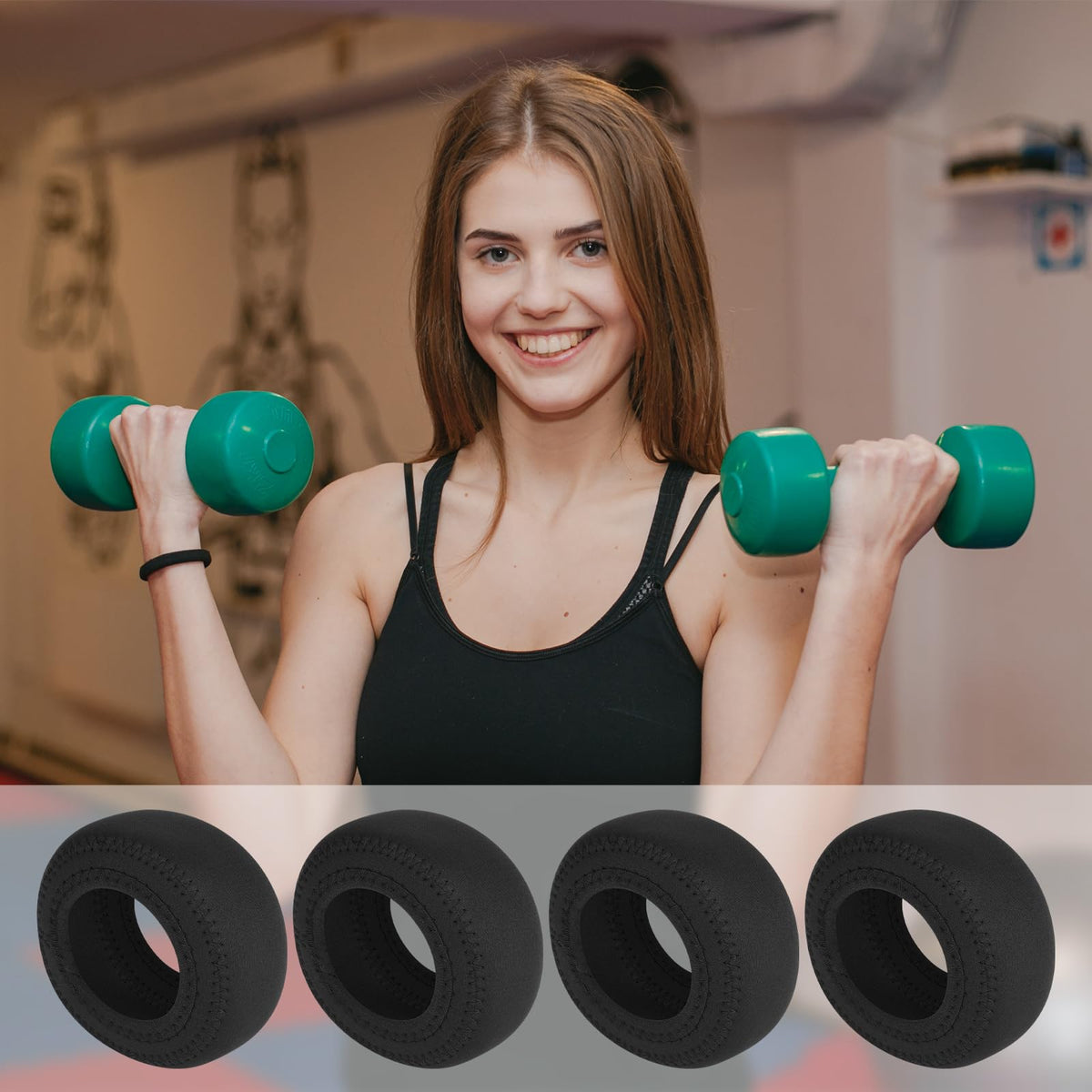 4 Pcs Neoprene Dumbbell Head Ends Protector Cover E179