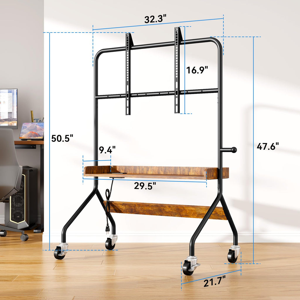 Rolling TV Stand with Power Outlet for 32-75 Inch TV A345950