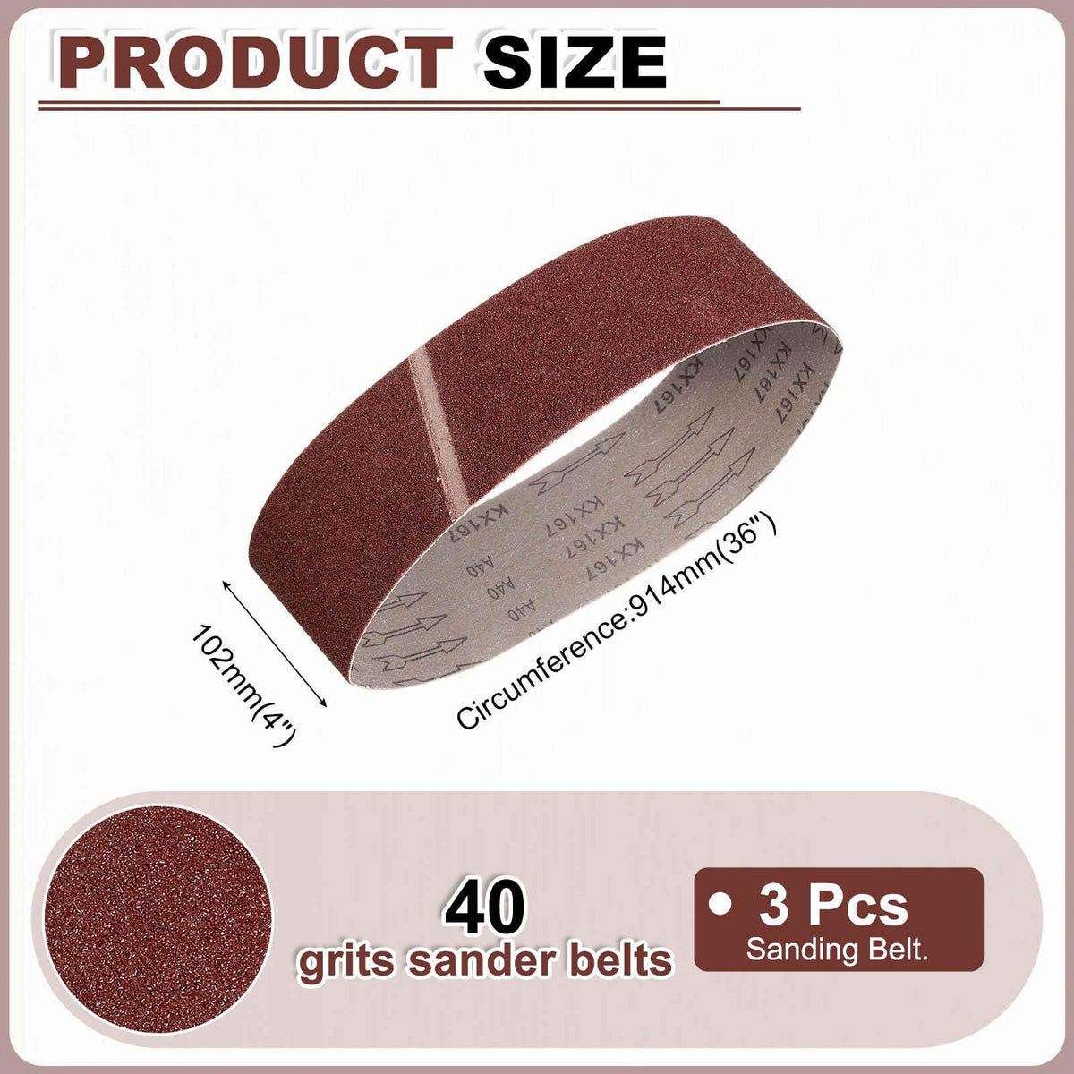 4 x 36 Inch 40 Grits Aluminum Oxide Sanding Belts O106