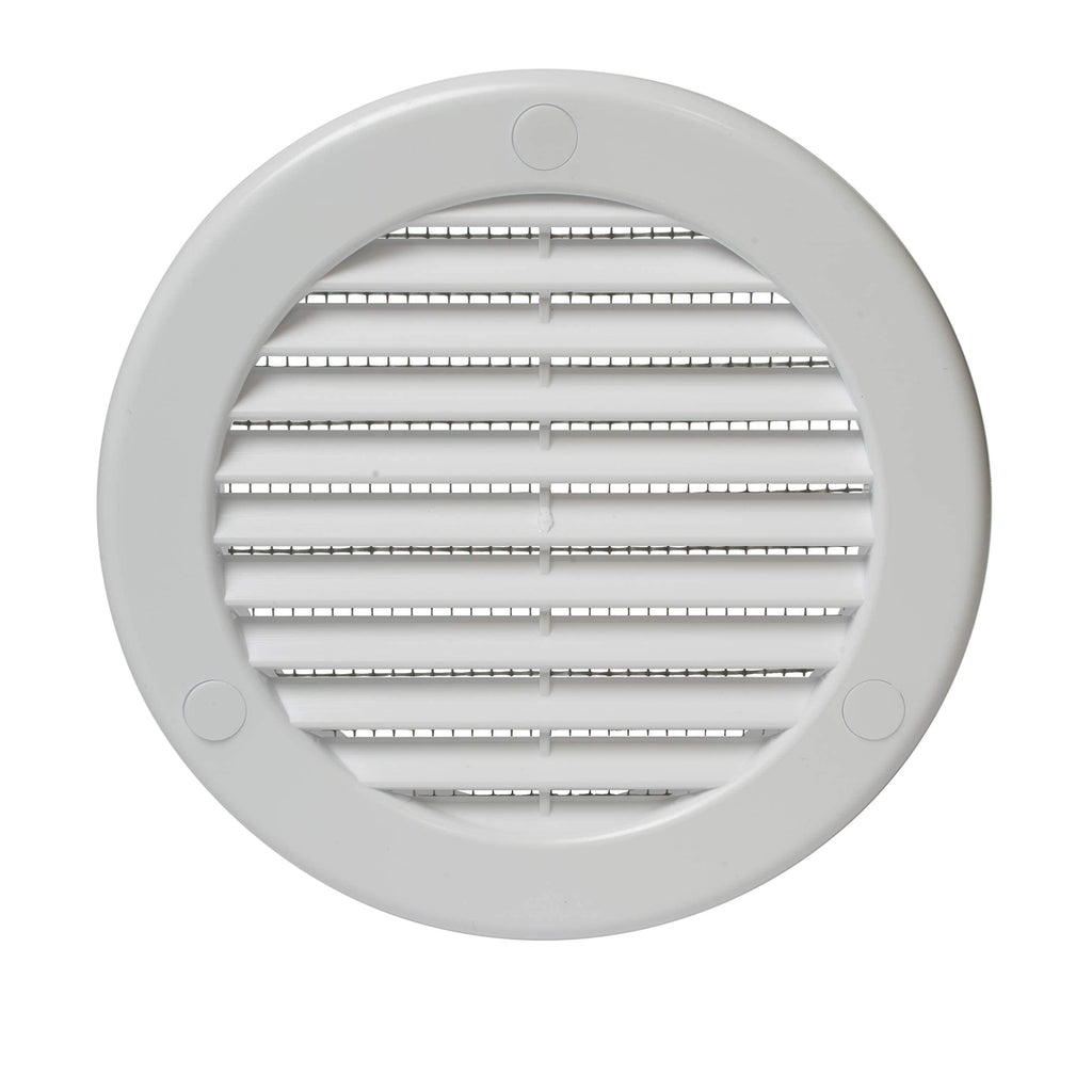4" White Plastic Round Vent Cover with Mesh E917870