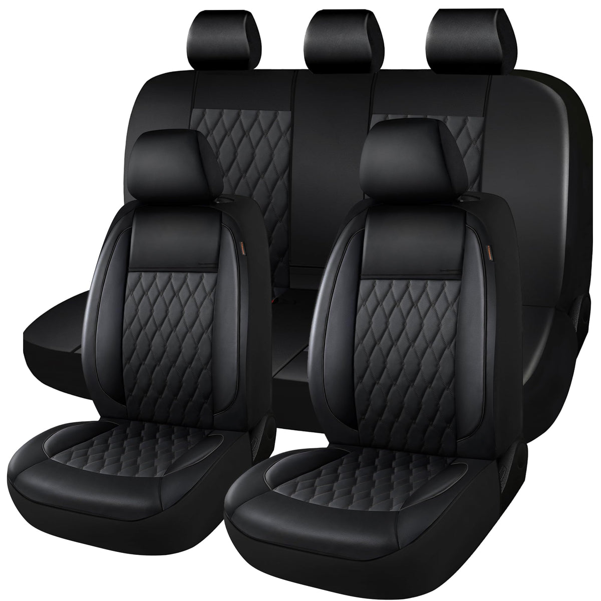 Faux Leather Car Seat Covers Full Set 5-Seat Black Z8732