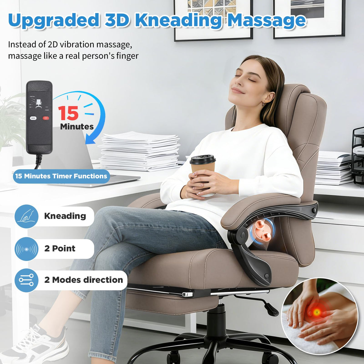 3D Kneading Massage Plus Size Office Chair Z60677