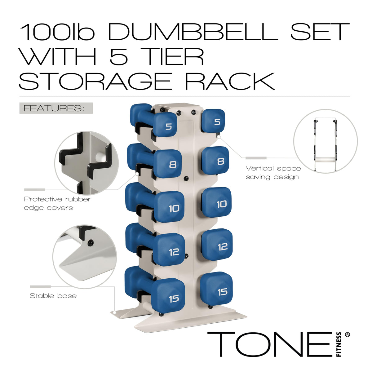 Neoprene Dumbbell Set with Storage Rack T83395