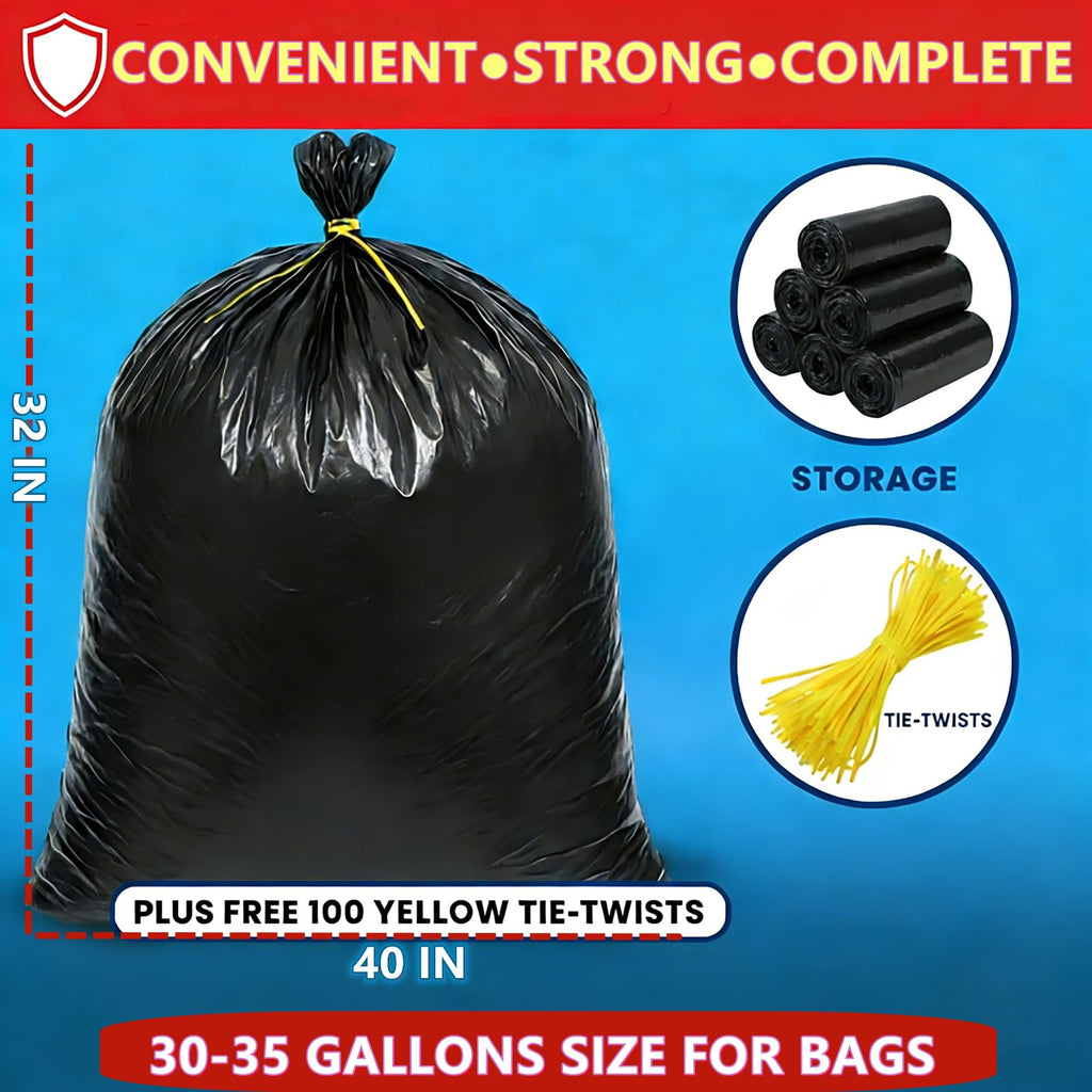 33 Gallon Heavy Duty Trash Bags 110 Count Black Can Liners S559490