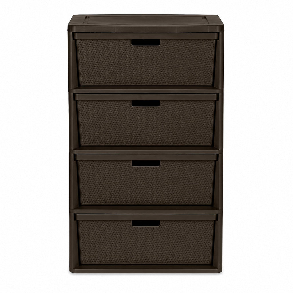 Brown 4 Drawer Plastic Storage Tower W59317
