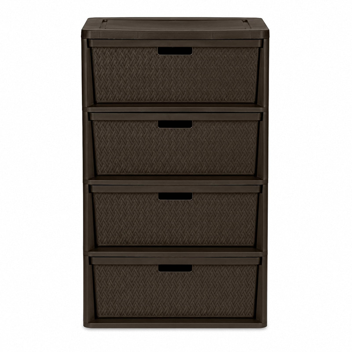 Brown 4 Drawer Plastic Storage Tower W59317